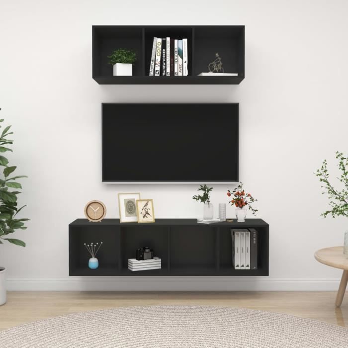 MAGIC Ensemble de meuble TV 2 pcs Noir Aggloméré 9788257057428