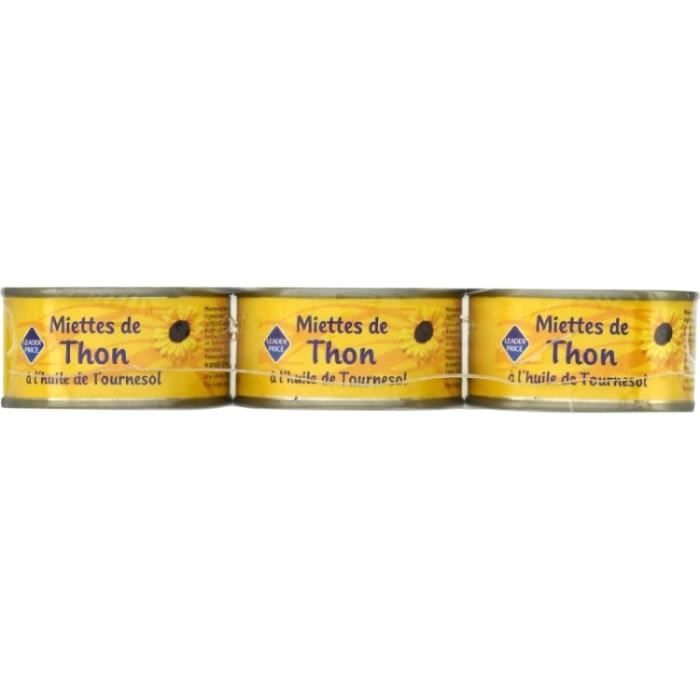 Miettes de thon à l'huile de tournesol 160g Leader Price