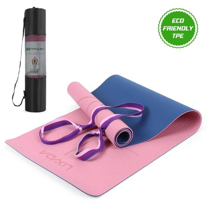 Tapis d'exercice léger écologique TPE certifié TPE pour tapis de yoga non-glissant avec lignes d'alignement du corps, cour-9