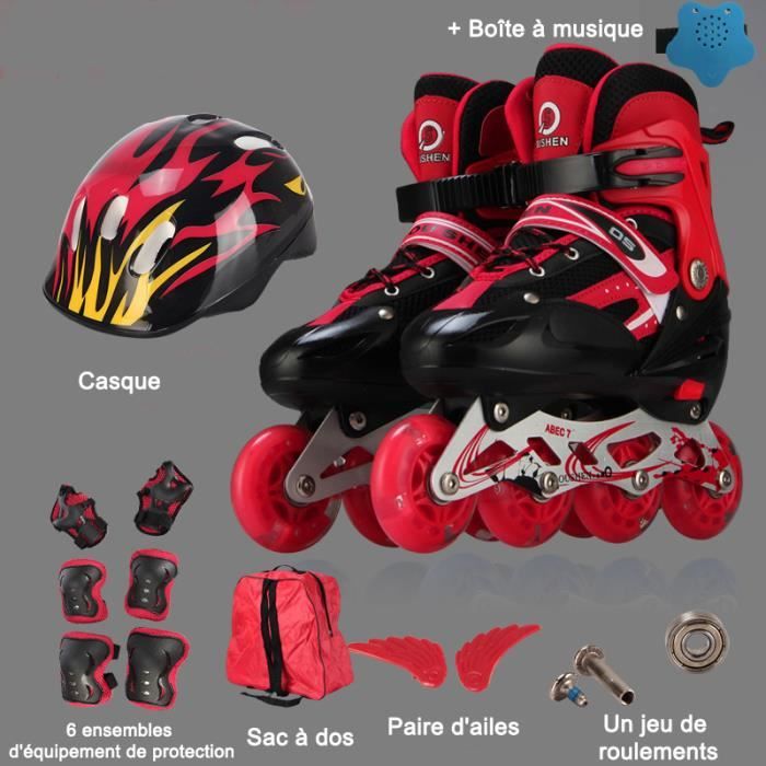 Rollers In Line Pour Enfants Roues LED Illuminées Patins à Roulettes Cadeaux 5 Pièces Avec Boîte à Musique