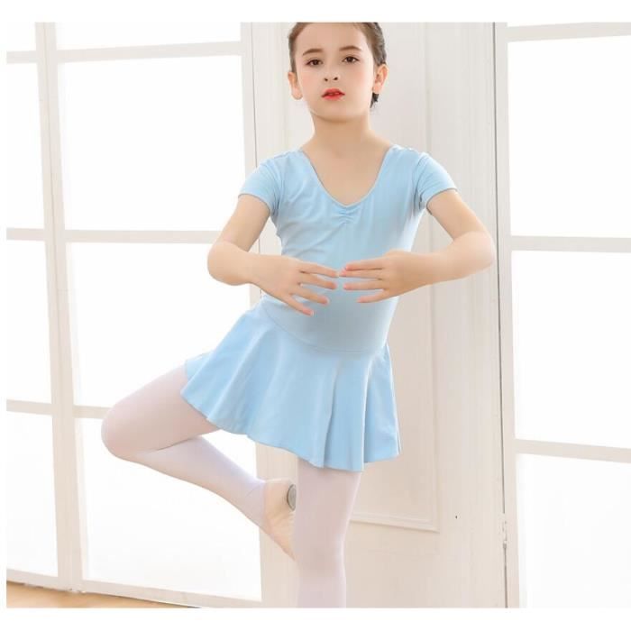 Robe de Ballet Justaucorps Coton Danse Gymnastique Costume Danse Tutu Robe col en V Mignon pour Filles Enfants Enfant
