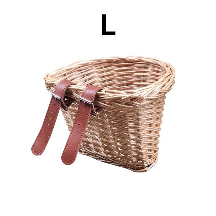 Panier de vélo en osier en forme de D Conteneur avant de vélo portable Boîte de rangement de guidon de vélo de montagne