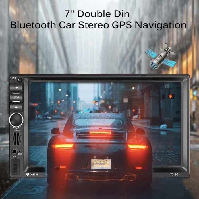 7- Autoradio Voiture Lecteur Mp5 2 Din Navigation Gps Avec Caméra De Recul