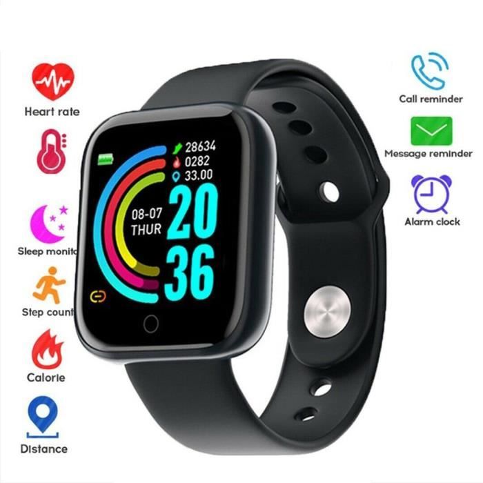 petrichorr Noir Montre intelligente de sport surveillance de la fréquence cardiaque Tracker de remise en forme