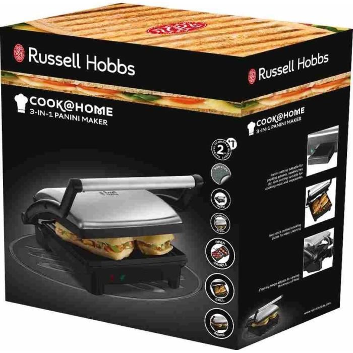 Russell Hobbs 17888-56 Grill 3en 1 CookAtHome Panini, Viande, Plancha Barbecue de Table, Grande Capacité