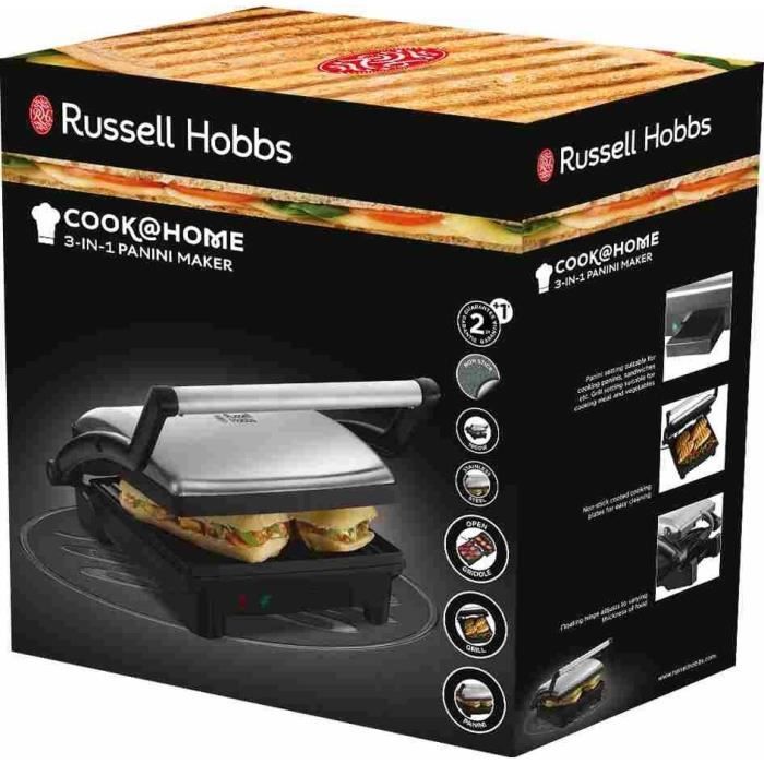 Russell Hobbs 17888-56 Grill 3en 1 CookAtHome Panini, Viande, Plancha Barbecue de Table, Grande Capa