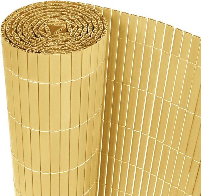 Canisse en PVC - YUENFONG - Brise-Vue occultant - 160x500 cm - Résistant UV & intempéries - Couleur bambou