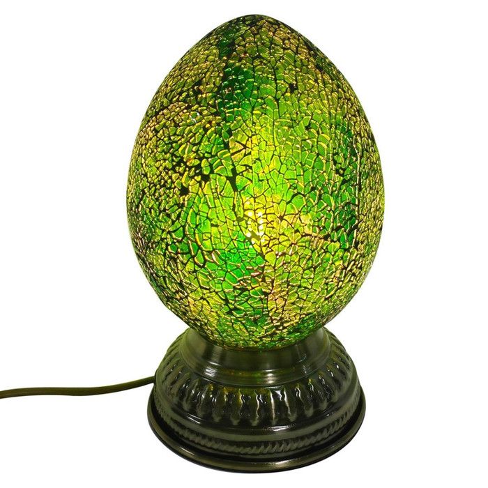LAMPE Décoration en Verre et socle Métal en Forme originale Ovale Oeuf de hauteur 23cm