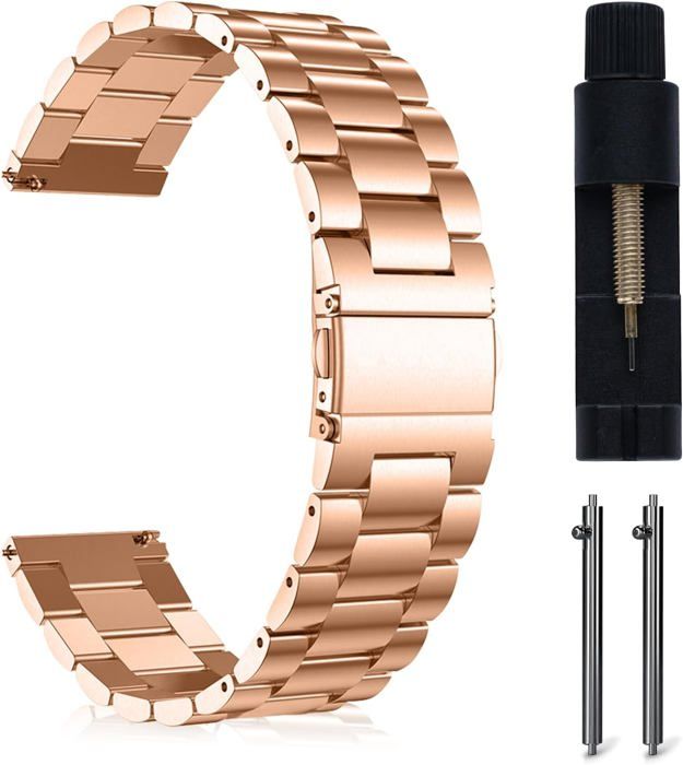 Bracelet De Montre En Acier Inoxydable Or Blanc 22mm - Universel, Neuf Avec étiquettes, Marque OcioDual