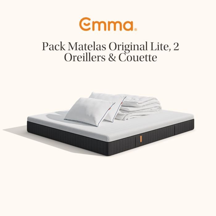 EMMA Pack Matelas Emma Original Lite 140x200 + 2 Oreillers Emma Original Confort + Couette