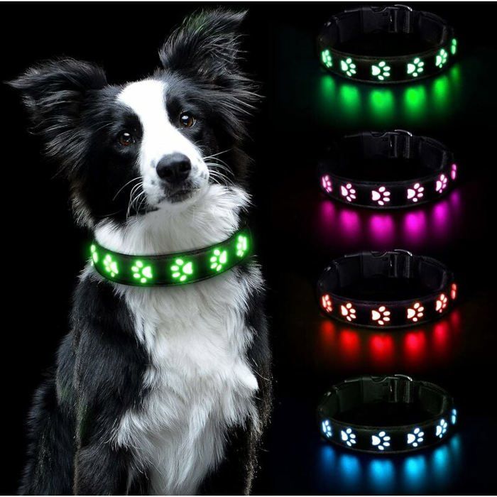 Comparer les prix de Collier Lumineux pour Chiens Rechargeable et tanche Rglable pour Petits Grands Chiens Vert PZCC