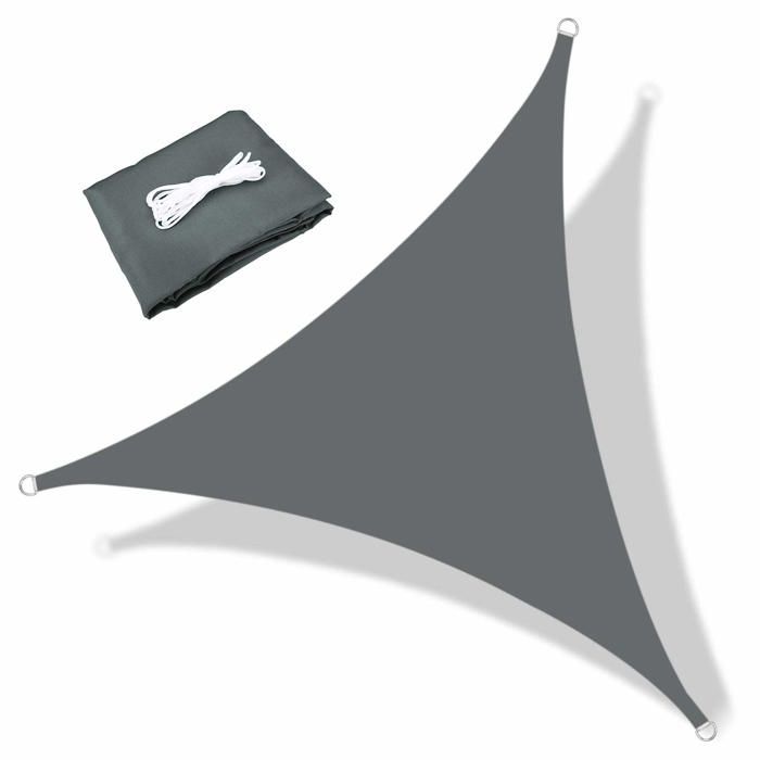 Voile dombrage imperméable pour jardinterrassefêteauvent triangulaire 3x3x3 m bloque 98 % des UV avec corde gratuitegris