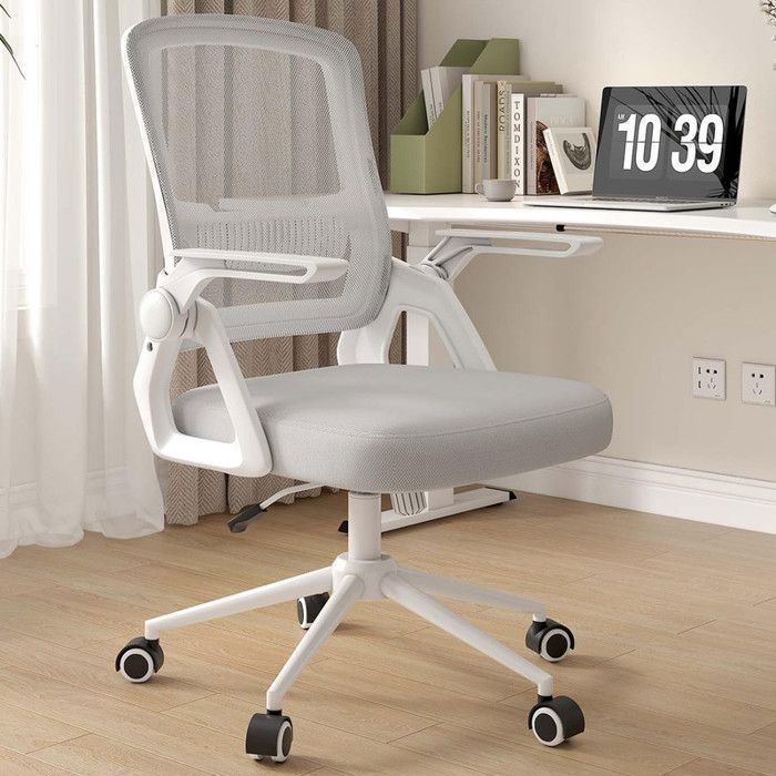 HAMLODY chaise de bureau - Hauteur Réglable - Fauteuil Ergonomique en Maille Respirante - Gris
