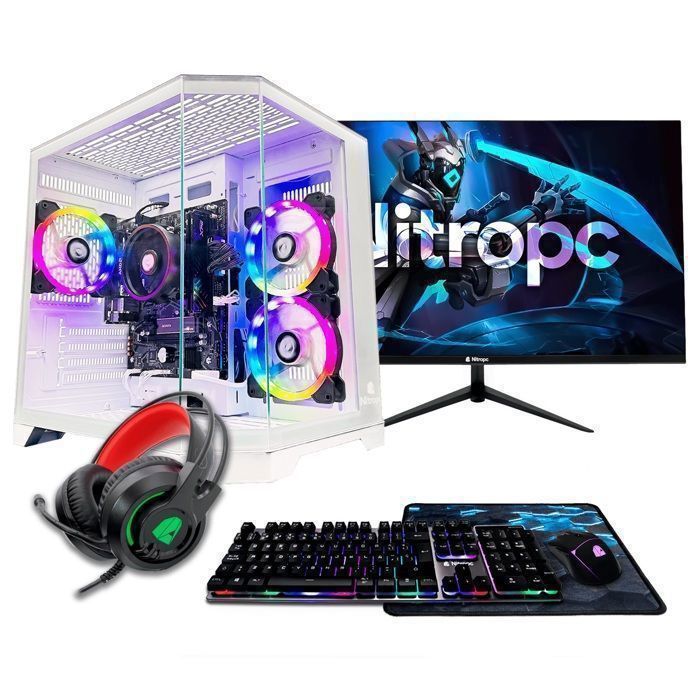 PC Gamer complet Nitropc Pack AMD Ryzen 5 PRO AMD Vega 7 RAM .2 1TB Win11 WiFi Écran 24 FullHD et accessoires Neuf - vue 3