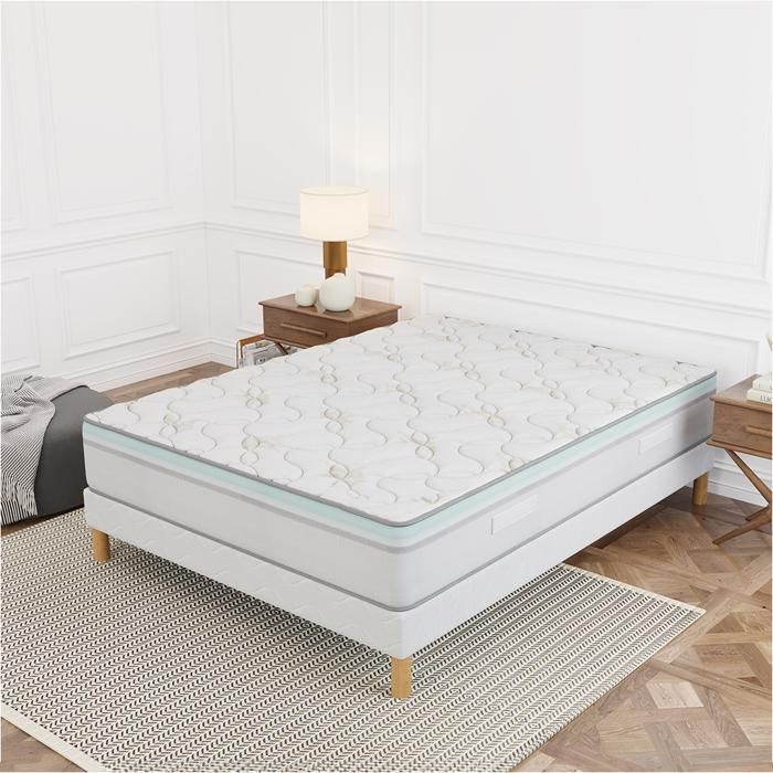 Matelas ALOE VERA 160x200 cm Hauteur 27 cm Mémoire de forme Hypoallergénique Qualite Premium Soutien dorsal Confort Ferme