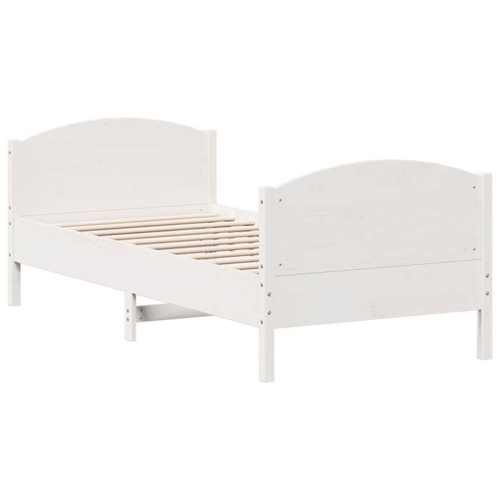 Lit bois - MANGO - Cadre de lit adulte ou enfant - sans matelas - blanc 90x200 cm - bois de pin massif LV2135