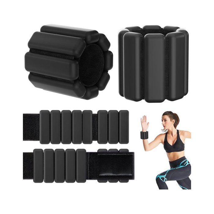 Lot de 2 bracelets lestés pour le fitness et la musculation (noir)
