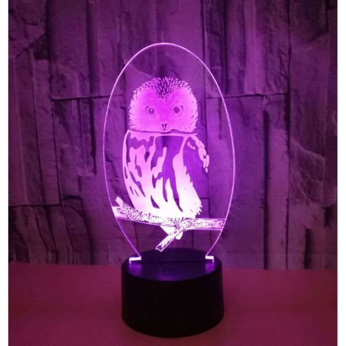 3D Lampe Optique Illusion Veilleuse Chouette Forme 3D Lampe De Table Enfants Enfants Cadeau DAnniversaire Lumière Créative