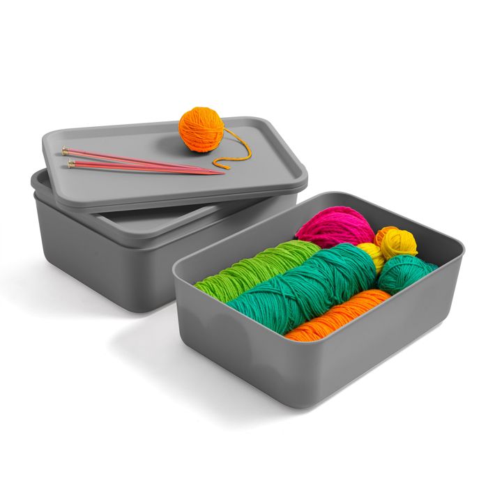 Iris Ohyama Boites de Rangement dressing plastique 12L Lot de 3 Gris SNL-M Iris Ohyama Boites de Rangement dressing plastique 12L Lot de 3 Gris SNL-M