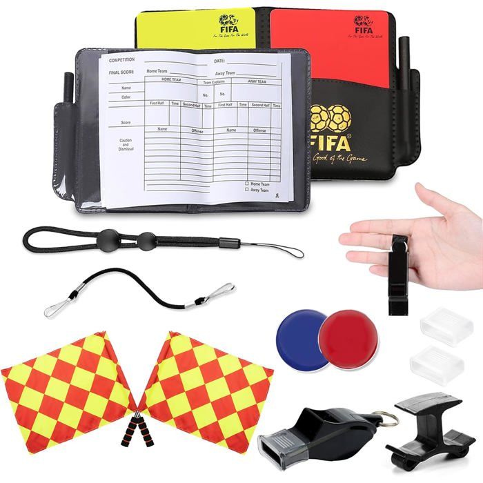 Happygetfit - Jeu De Cartes D'arbitre De Sport Carte Rouge Carte Jaune Avec Sac Et Sifflet D Arbitre En Metal Sifflet D Entraineur Pour Le Football