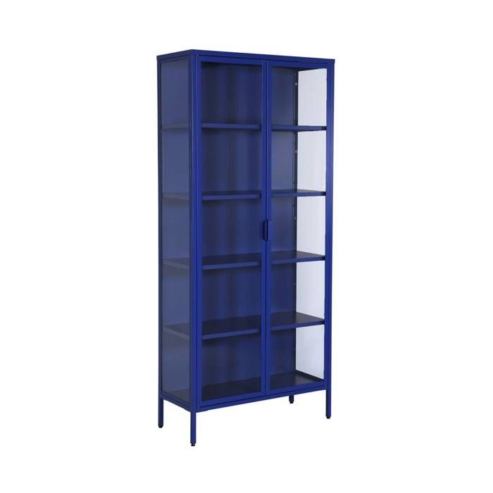 Buffet. vaisselier acier et verre trempé 2 portes 180cm bleu - Arkansas