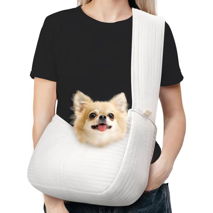 Meilleurs prix pour Harnais mains libres pour chien harnais large sac de transport pour petit chien et chat (jusquà 45 kg blanc)