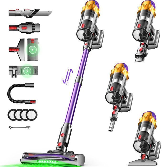 Aspirateur balai sans fil - Aspiration de 65 000 Pa- Autonomie de 70 minutes - Batterie amovible-bac 18L
