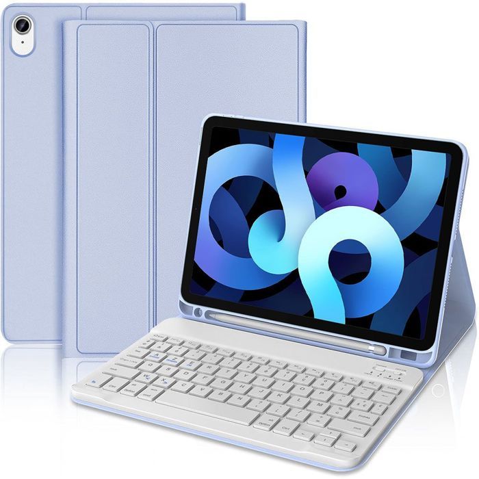 Coque Clavier Bluetooth FLOODKING 360° Rotative Pour IPad Pro 11 M4 2024 2025 Avec Touchpad Coque Acrylique Transparente Porte Stylet Gris