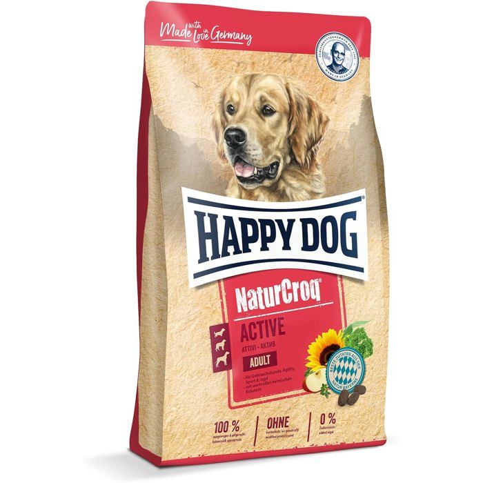 Croquette - HAPPY DOG - NaturCroq Active - Chien adulte - 15 kg - Oméga‑3/6 & herbes