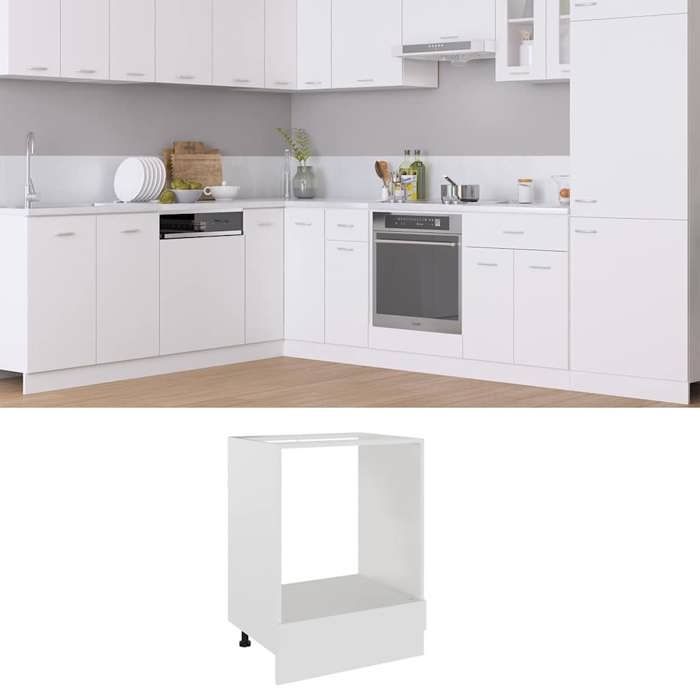 Meuble de four en bois dingénierie - vidaXL - Riga - 60x46x81 5 cm - Blanc - Étagère pour four - Facile à nettoyer