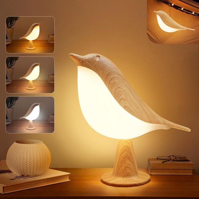 Petite lampe de chevet sans fil lampe oiseau tactile lampe de table LED avec variateur tactile lampe de chevet à 3 niveaux de