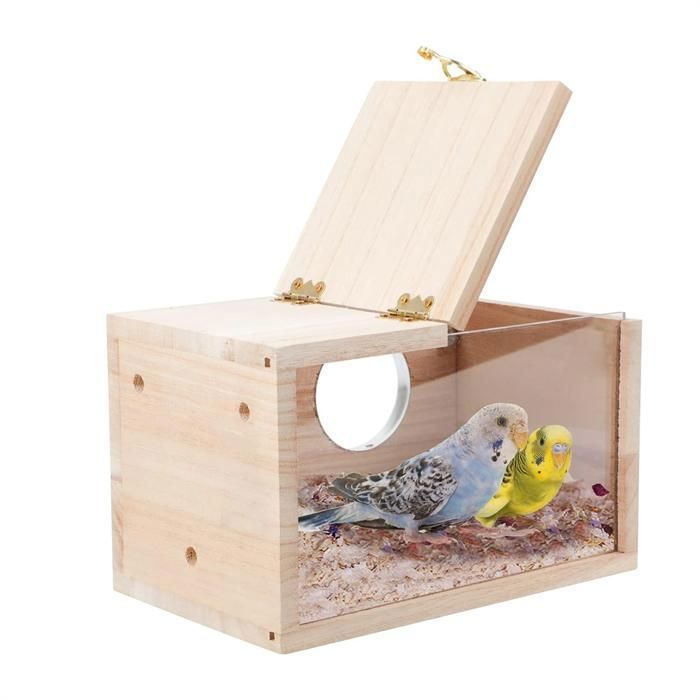 Comparer les prix de Nichoir à Perruches Nichoir à Oiseaux Transparent pour Cage Nichoir en Bois pour Perroquets Perruches Calopsittes InséParables YYV