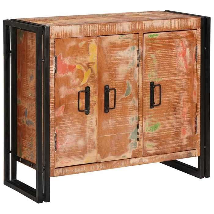 Buffet industriel - vidaXL - Bois recyclé massif - Métal - 80x33x70 cm - 3 portes - Marron - Style urbain