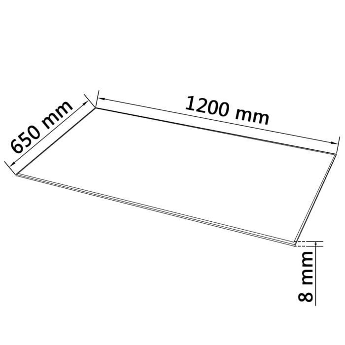 Dessus de table en verre trempé - WIENS - 1200x650 mm - Épaisseur 8 mm - Transparent - Facile à nettoyer