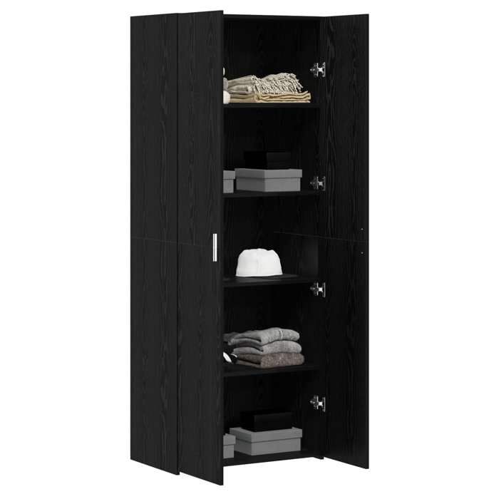 Armoire haute moderne - KALISSE - Chêne noir - 70x425x185 cm - 2 portes - Grand espace de rangement - Assemblage requis