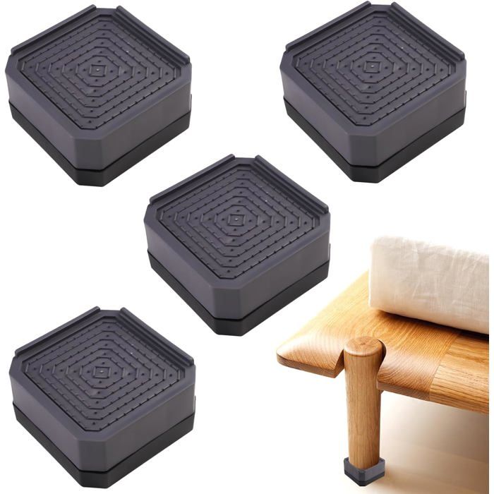 4 pcs pieds lit métalliques 25 cm à visser hauteur réglable 25-27 cm avec patins antidérapants