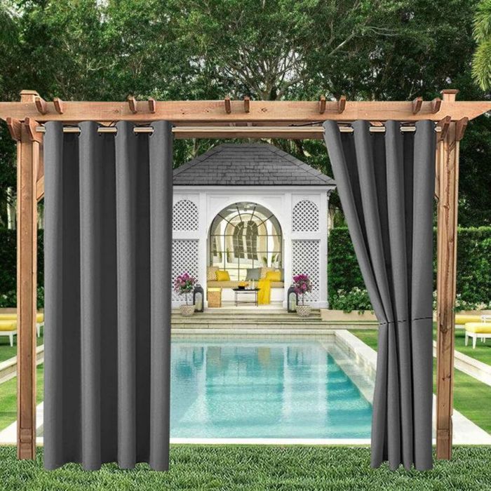 2 pieces rideaux dextérieur imperméables rideaux occultants et isolants thermiques pour tonnelle abri de jardin pergola vérand