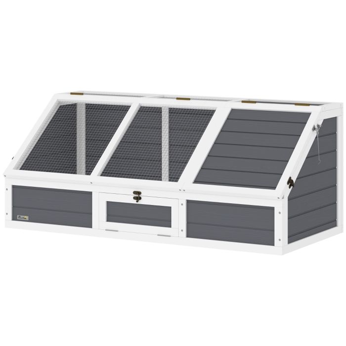 Comparer les prix de Enclos extérieur pour tortues - Gris clair - 120x55x50 cm - Ancrage sécurisé - Zone ensoleillée spacieuse