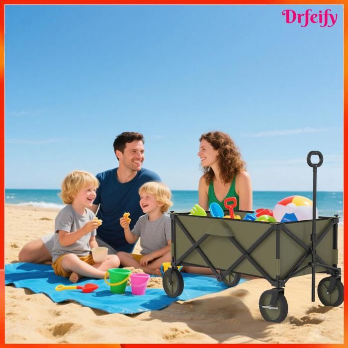 Chariot de jardin pliable - AKOZON - 8247 - Poignée télescopique - Bâche amovible - 5 pochettes de rangement