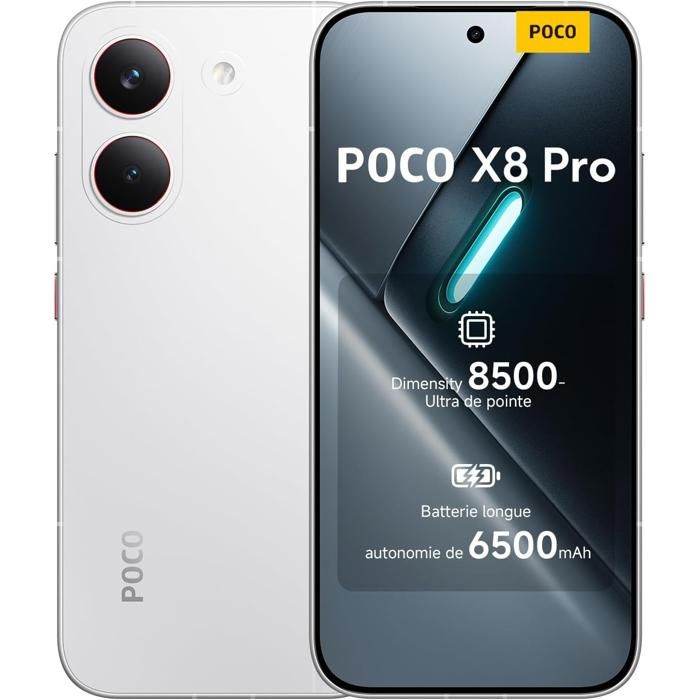 POCO X8 Pro 8+ Smartphone Processeur Haut de Gamme Dimensity 8500 Ultra Chargeur Non Inclus