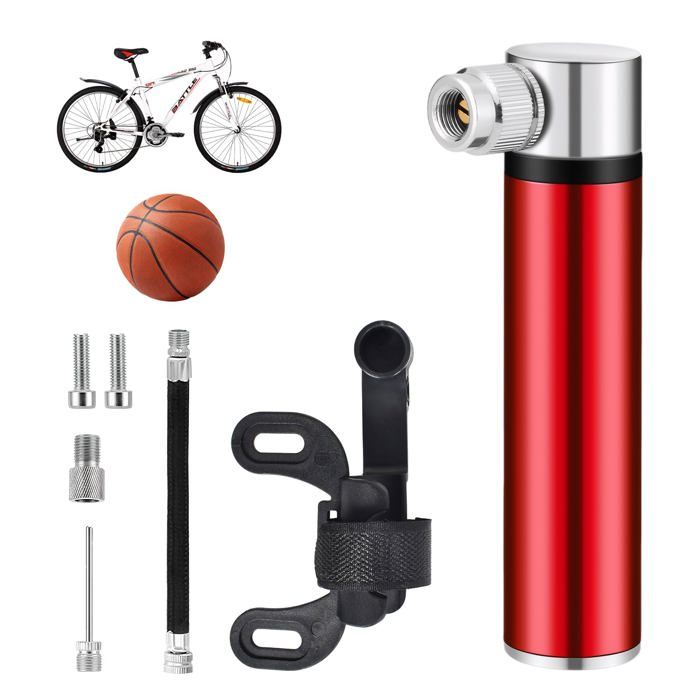 Pompe à Vélo Portable 1Pièce - Mini 120 PSI Aluminium Léger - Haute Pression Support Cadre - Route VTT Ballon Basket Dupcheliry