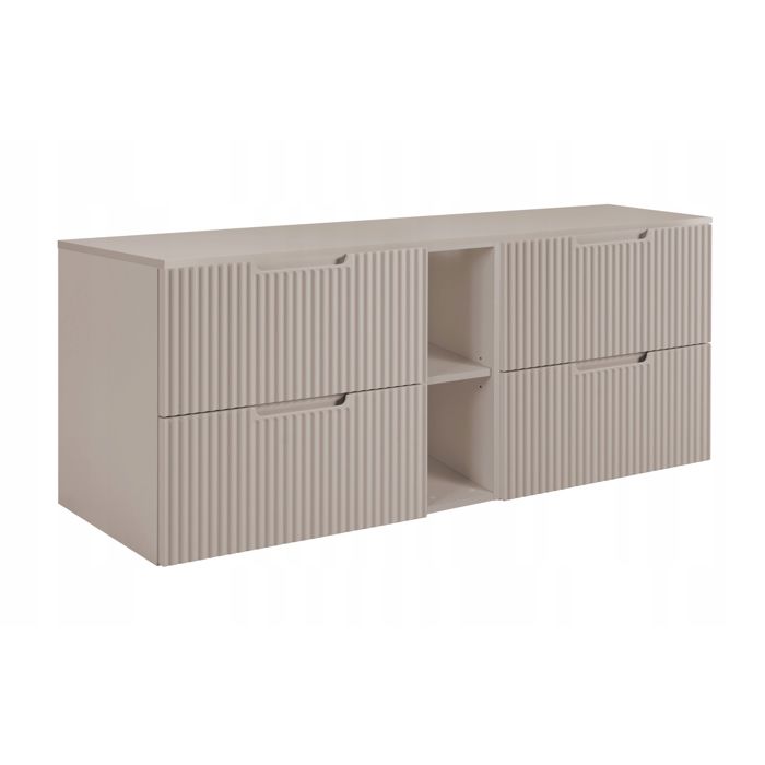 RODAN Meuble sous Lavabo 140 cm FLOW façade rainurée - Cachemire
