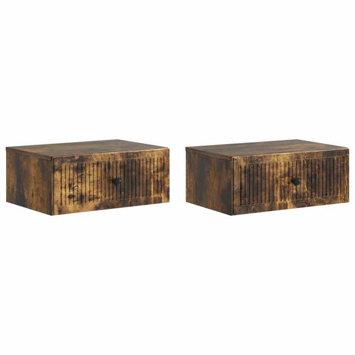 vidaXL Cabinet de chevet 2 pcs Chêne fumé 49 x 345 x 20 cm 897946
