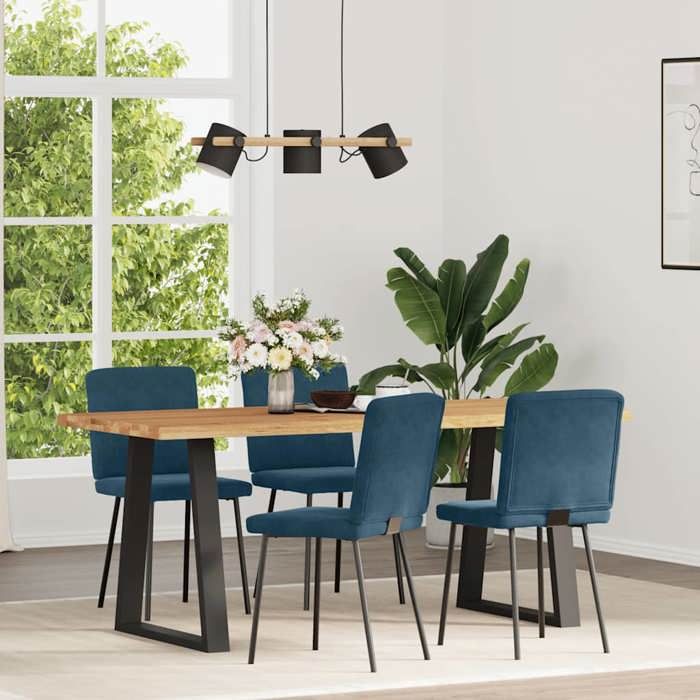 Chaises Salle à Manger/Chaise de Cuisine - Bleu - Moderne Chaises à manger - [4 pièces] - Bleu Velours N745368