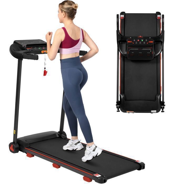 Tapis de Course PliableTapis de Marche avec Moteur 30PS 14 km/hEcran LED12 programmesSurface 110×40 cmEnceinte BluetoothNoir