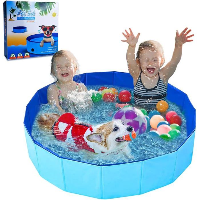 Piscine pour Chien 120 x 30 cm Piscine Pliable pour Petits et Grands Chiens Sûr Antidérapant Baignoire Extérieur M (120 x 30cm)
