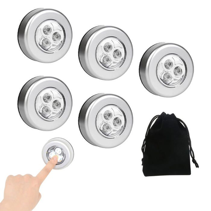 Veilleuse LED Détecteur Mouvement 5 Pièces Blanche - Éclairage Armoire Escalier Couloir Chambre - Adhésif ALURRA