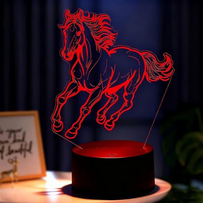 3D Lampe ChevalOptiques Illusions Lampe de Nuit 7 Couleurs Tactile Lampe de Chevet ChambreCadeau Multicolore Che LAMPE DECORATIVE