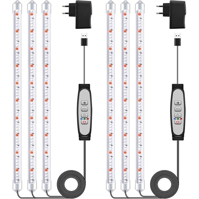 Lot de 2 × 3 barres LED pour plantes spectre complet avec programmateur