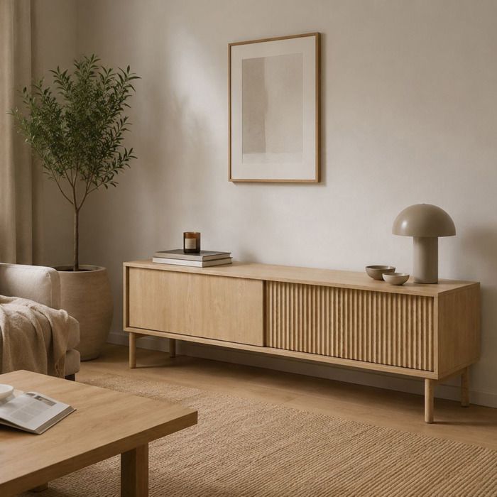 Meuble TV Kami Dmora en Bois Mélaminé Chêne Marron 154x40x52h cm Meuble TV Kami Dmora en Bois Mélaminé Chêne Marron 154x40x52h cm